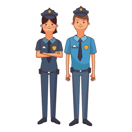 police couple cartoon vector illustration graphic designのイラスト素材