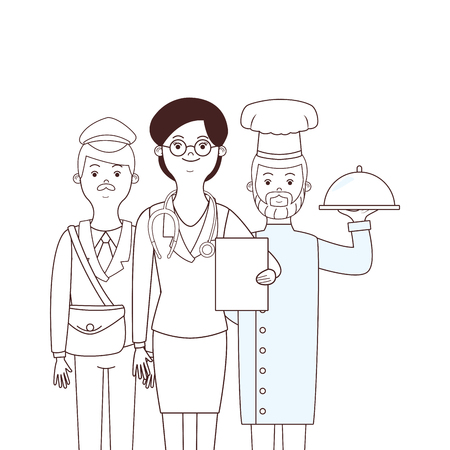 profession and occupation avatars doctor chef postman vector illustration graphic designのイラスト素材