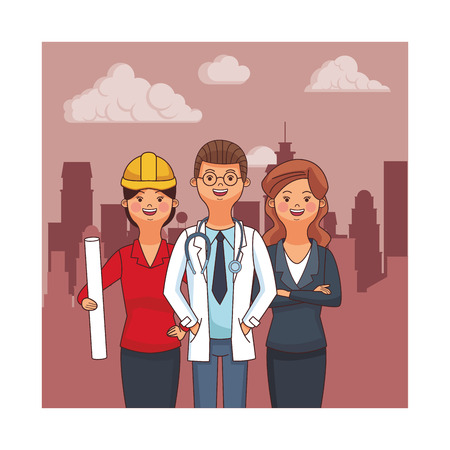 profession and occupation avatars doctor architect businesswoman vector illustration graphic designのイラスト素材