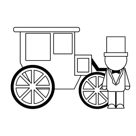 wedding groom with carriage vector illustration graphic designのイラスト素材