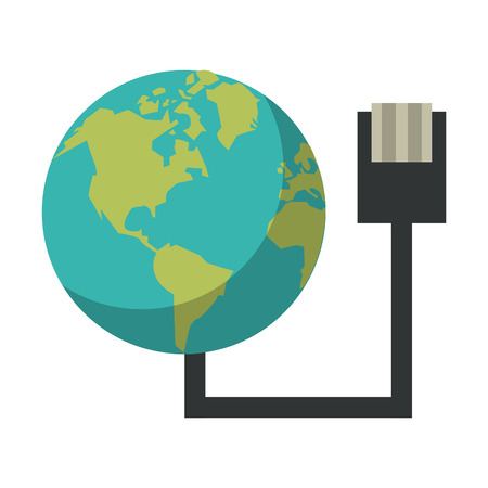 World with usb wire technology vector illustration graphic designのイラスト素材