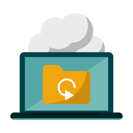 cloud computing laptop with folder vector illustration graphic designのイラスト素材