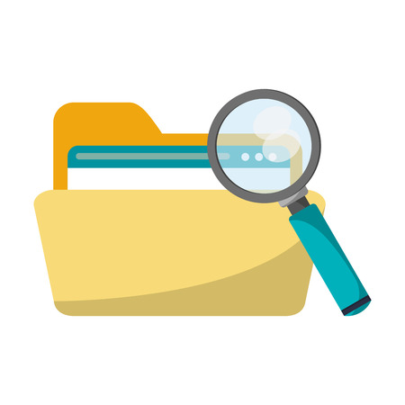 Business and office folder website and magnifying glass vector illustration graphic designのイラスト素材