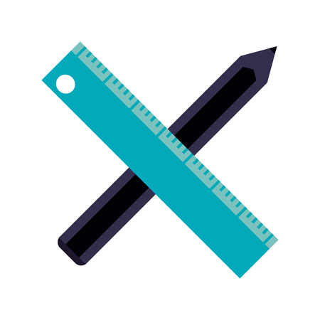 ruler and pencil symbol crossed vector illustration graphic designのイラスト素材