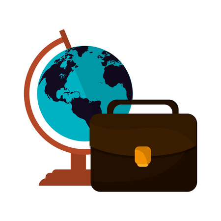 Business and office briefcase and world globe vector illustration graphic designのイラスト素材