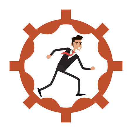 businessman running inside gear vector illustration graphic designのイラスト素材
