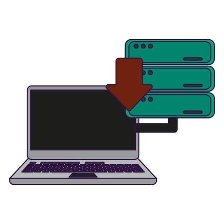 cloud computing technology laptop and servers vector illustration graphic designのイラスト素材