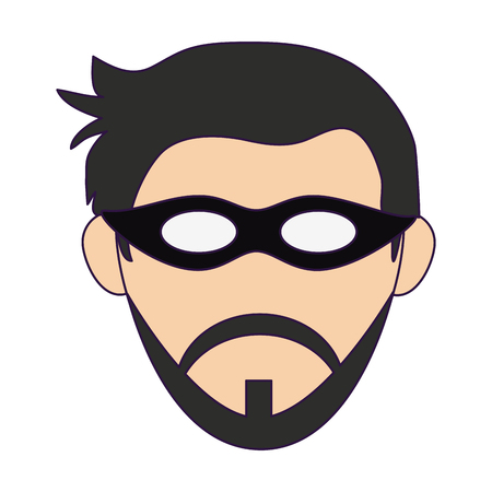man face with mask and beard head vector illustration graphic designのイラスト素材