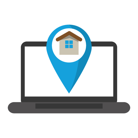 buy and rent real estate online from laptop vector illustration graphic designのイラスト素材