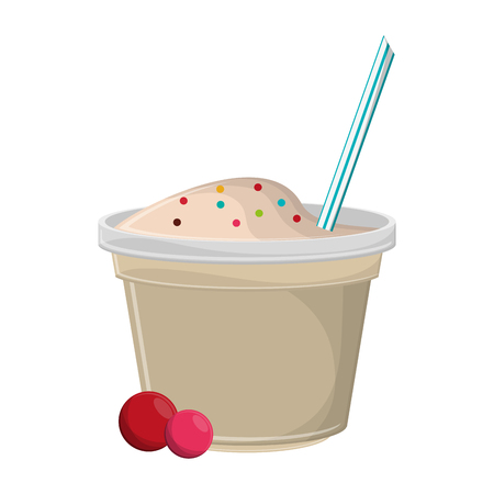 Yogurth cup with straw vector illustration graphic designのイラスト素材