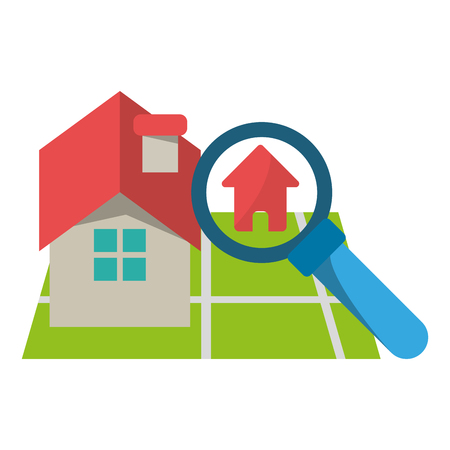 Real estate house and magnifying glass vector illustration graphic designのイラスト素材