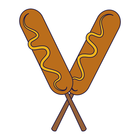 hot dogs in sticks fast food vector illustration graphic designのイラスト素材