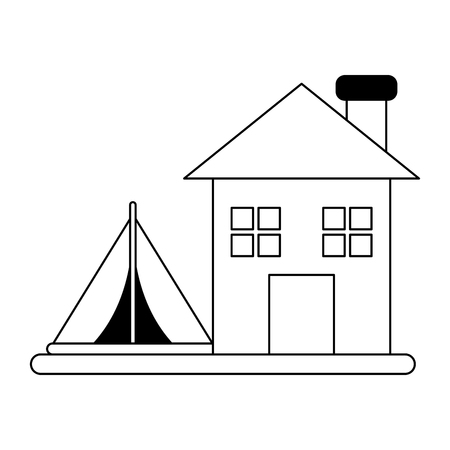 house and camping tent symbol vector illustration graphic designのイラスト素材