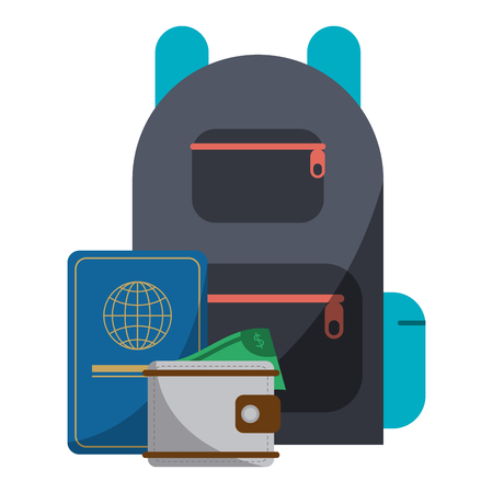 Travel and tourism passport backpack and wallet vector illustration graphic designのイラスト素材