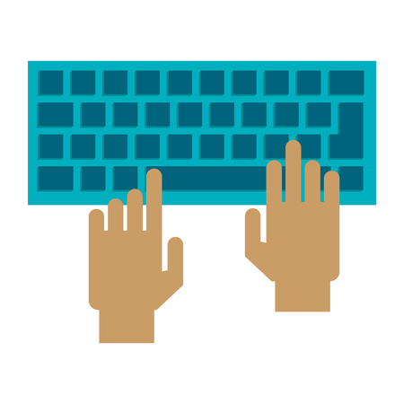hands using computer keyboard vector illustration graphic designのイラスト素材