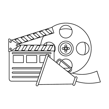 Cinema and movies clapboard horn and reel vector illustration graphic designのイラスト素材