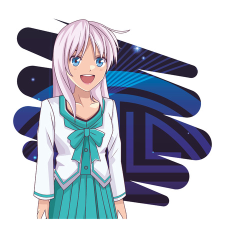 anime manga girl oriental art symbol vector illustration graphic designのイラスト素材