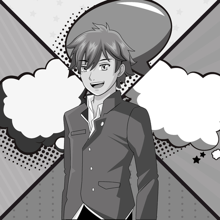 anime manga man comic strips background black and white vector illustration graphic designのイラスト素材