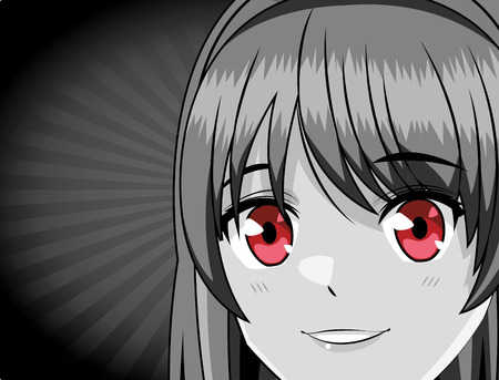 manga anime young woman face cartoon vector illustration graphic designのイラスト素材