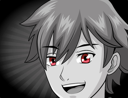 manga anime young man face vector illustration graphic designのイラスト素材