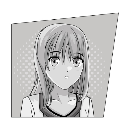 manga anime young woman student cartoon vector illustration graphic designのイラスト素材