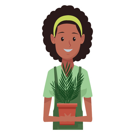 young planter woman cartoon vector illustration graphic designのイラスト素材