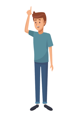 young man body raised hand cartoon vector illustration graphic designのイラスト素材