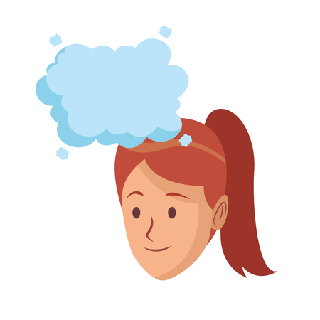 young woman face with speech bubble cartoon vector illustration graphic designのイラスト素材