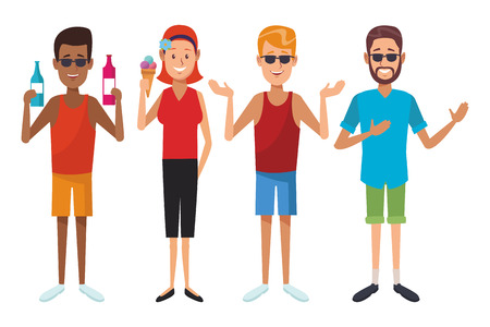 young friends cartoon vector illustration graphic designのイラスト素材