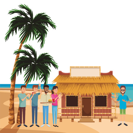 beach summer house cartoon vector illustration graphic designのイラスト素材