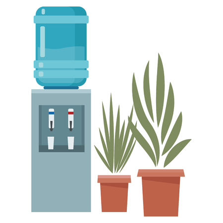 plant pot and water dispenser cartoon vector illustration graphic designのイラスト素材