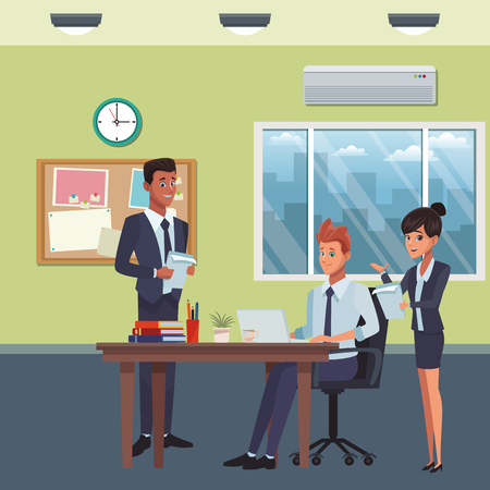 executive business coworkers inside office cartoon vector illustration graphic designのイラスト素材