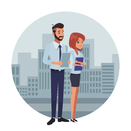 executive business coworkers at street city cartoon vector illustration graphic designのイラスト素材