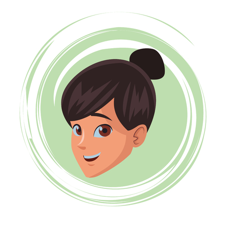 young woman face cartoon vector illustration graphic designのイラスト素材