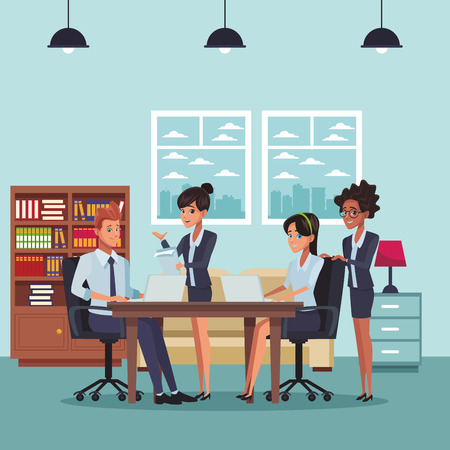 executive business coworkers inside office cartoon vector illustration graphic designのイラスト素材
