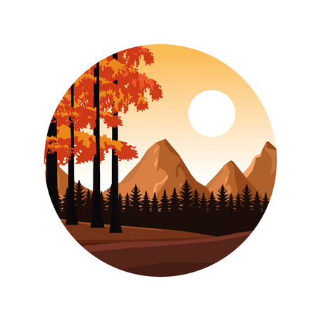 Wanderlust landscape round icon isolated vector illustration graphic designのイラスト素材
