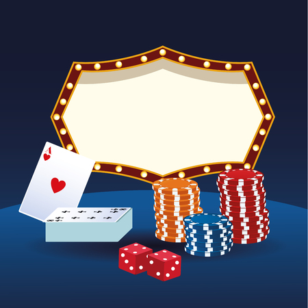 Casino game cartoons over blue background vector illustration graphic designのイラスト素材
