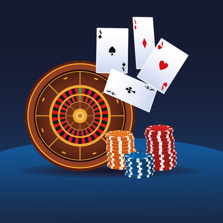 Casino game cartoons over blue background vector illustration graphic designのイラスト素材