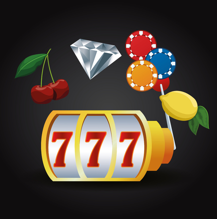 Casino gambling game cartoons machine chips cherrry and lemon vector illustration graphic designのイラスト素材