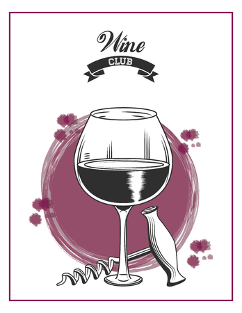 Wine Club vintage white and purple emblem vector illustration graphic designのイラスト素材