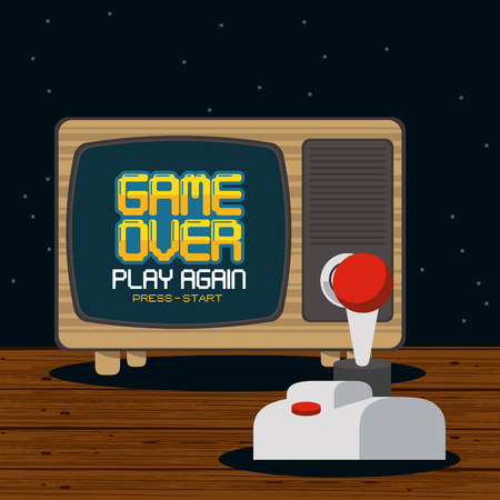Videogame game over pixelated concept vector illustration graphic designのイラスト素材