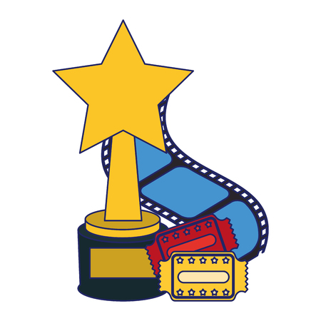 Cinema and movies star award tickets and reel vector illustration graphic designのイラスト素材