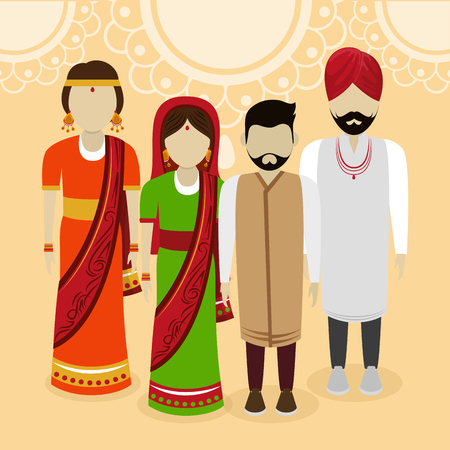 Indian people and culture cartoon vector illustration graphic designのイラスト素材