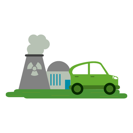 Nuclear industrial plant with pollution vector illustration graphic designのイラスト素材