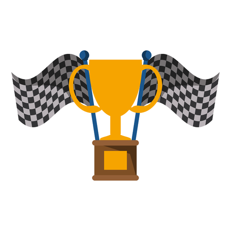 racing championship cup and flags vector illustration graphic designのイラスト素材
