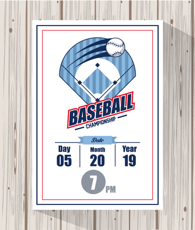 Baseball championship match card wooden background vector illustration graphic designのイラスト素材