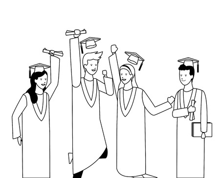 graduation ceremony people vector illustration graphic designのイラスト素材