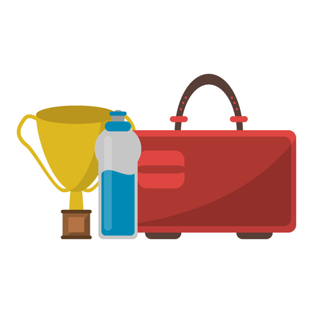 Sport trophy cup with water bottle and suitcase vector illustration graphic designのイラスト素材