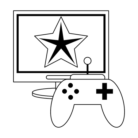 computer with videogame and gamepad vector illustration graphic designのイラスト素材