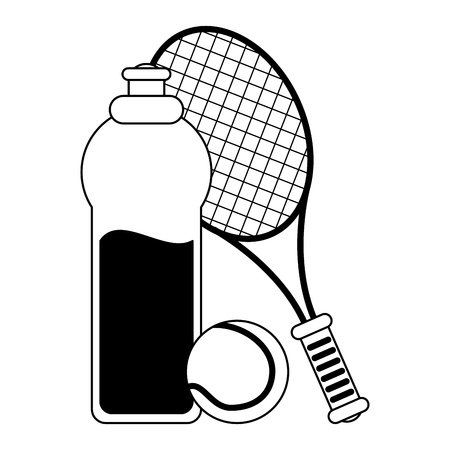 Tenis sport game water bottle racket and ball vector illustration graphic designのイラスト素材